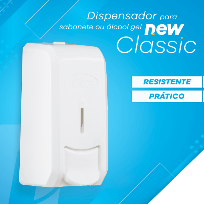 Dispenser P/sabonete Liq./alcool Gel 800ml. (c/reserv.) Cinza/branco New Classic - Nobre