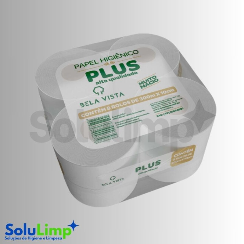 Higienico Institucional Bela Vista Plus 18g 300m X 10cm Fardo C/8 Rolos.