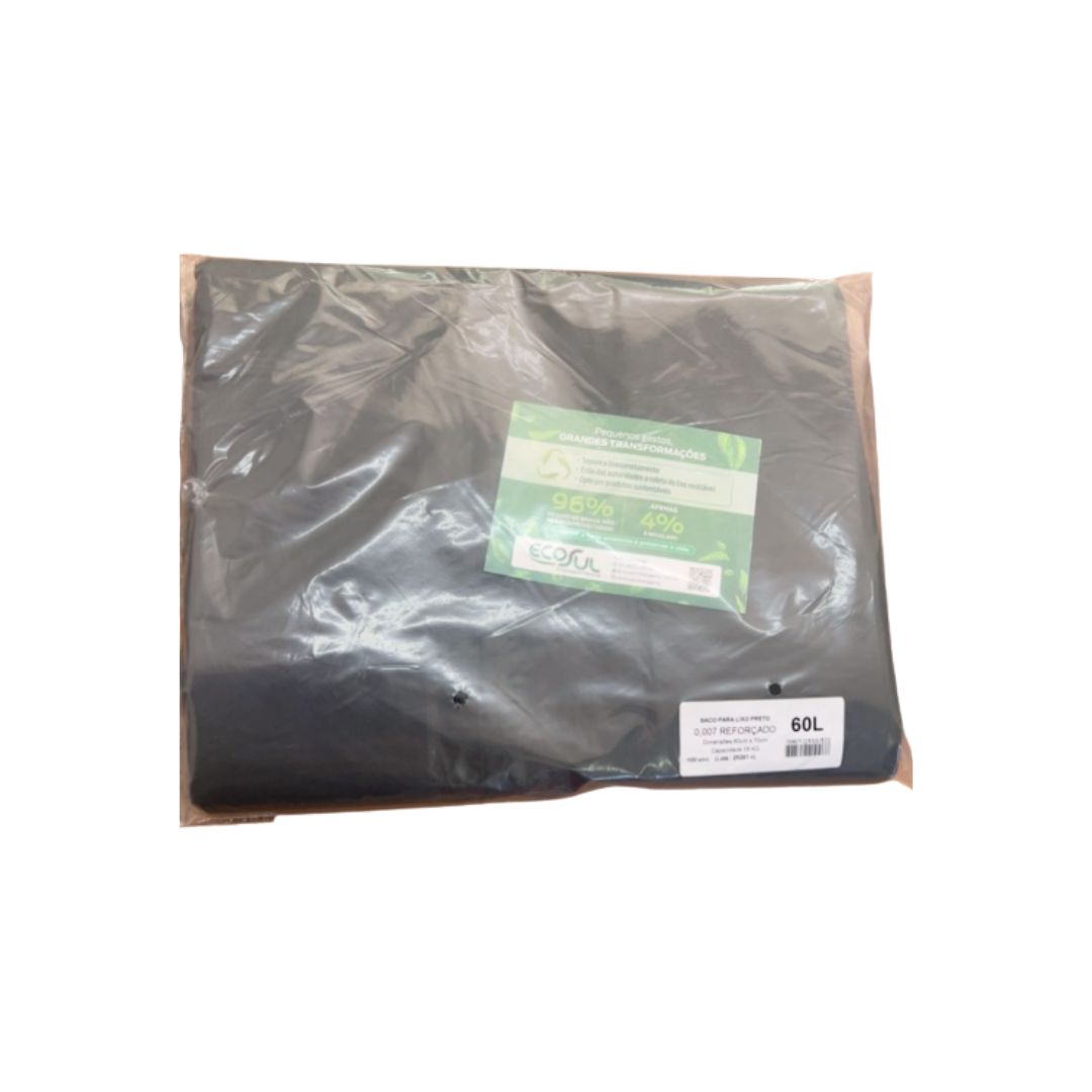 Saco Para Lixo Ecosul Preto 60lt 0007 Reforcado C100 - Imagem 2