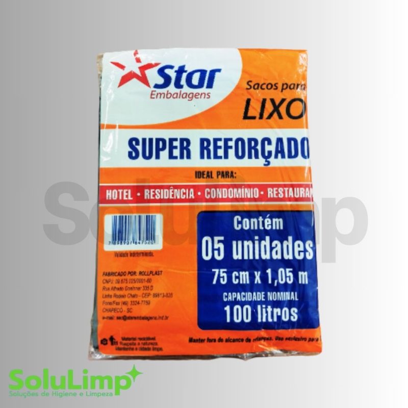 SACO DE LIXO STAR REFORCADO PCT 100L C/5 UN