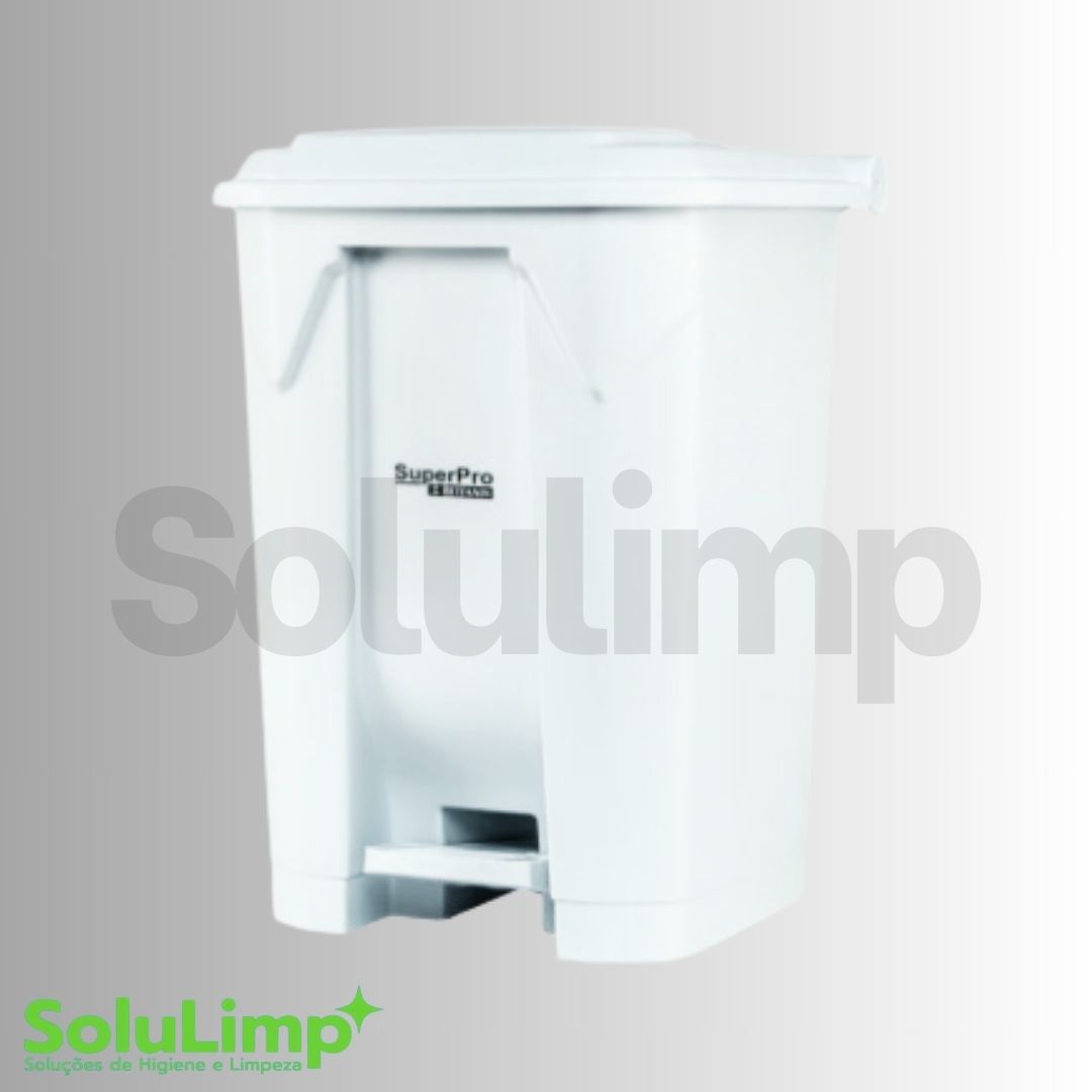 Lixeira Superpro Plastica C/pedal Branco 50l
