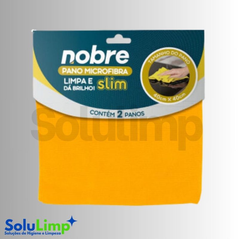Pano De Microfibra 40x40cm ( Pacote C/ 2 Unid.) Amarelo Slim - Nobre