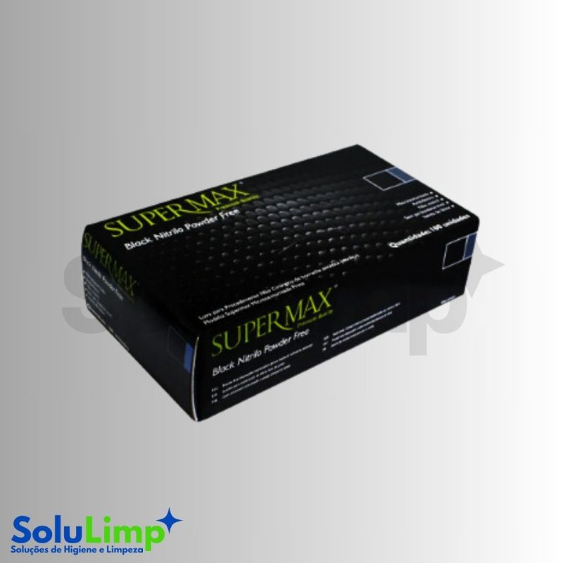 LUVA NITRÍLICA SUPERMAX S/ PÓ PRETA (M) 100UN - Imagem 2