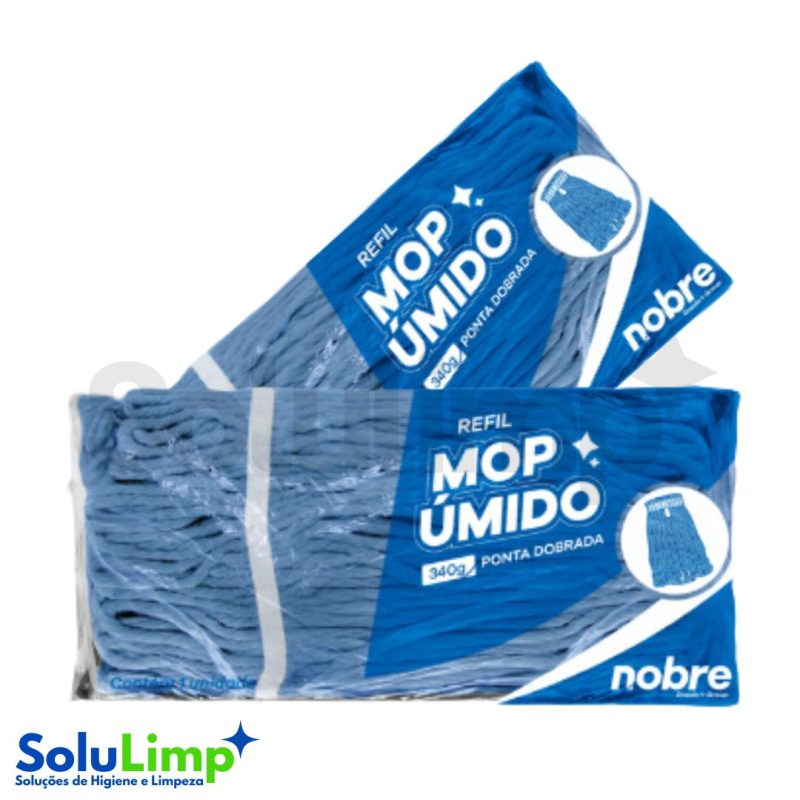 Refil Mop Umido (refil 340gr. 70% Algodao 30% Poliester Ponta Dobrada C/loop) Azul - Nobre - Imagem 2