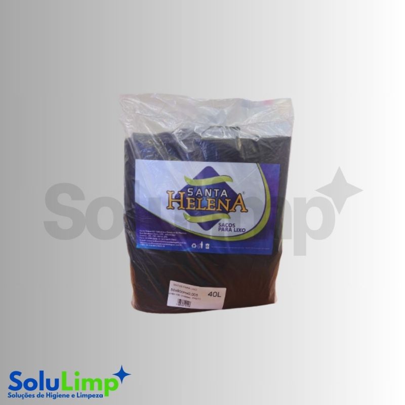 Saco De Lixo Santa Helena 40l 50x60 Micra 0,05 Preto C/100