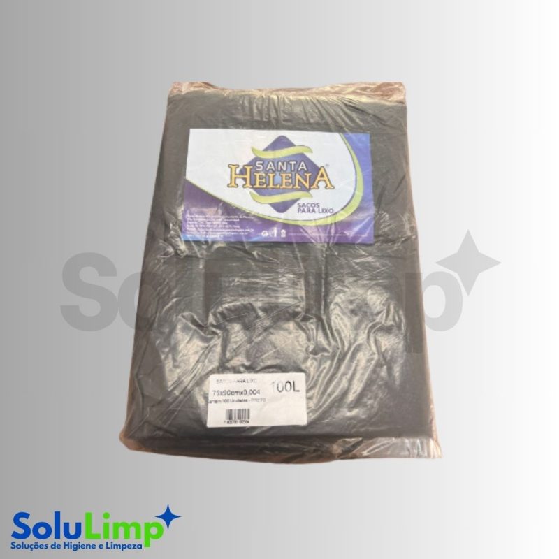 SACO DE LIXO SANTA HELENA 100L 75X90 MICRA 0,04 PRETO C/100
