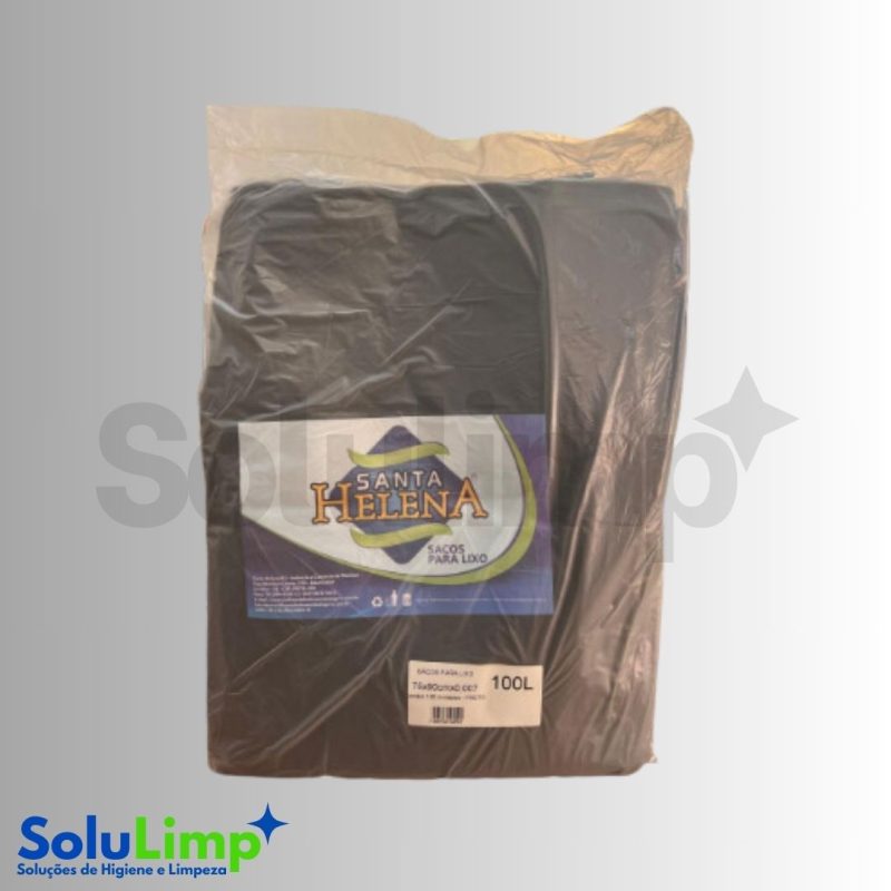 SACO DE LIXO SANTA HELENA 100L 75X90 MICRA 0,07 PRETO C/100