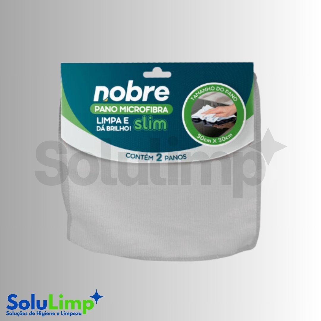 Pano De Microfibra 30x30cm ( Pacote C/ 2 Unid.) Cinza Slim - Nobre