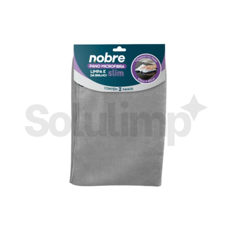 Pano De Microfibra 60x80cm ( Pacote C/ 2 Unid.) Cinza Slim - Nobre