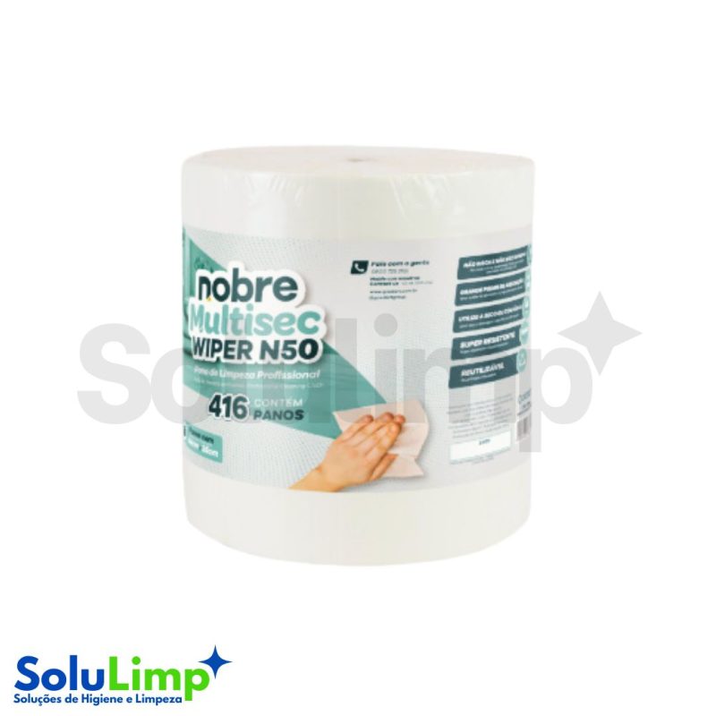 Pano Wiper N50 Limpeza Profissional (bobina C/416 Panos De 44cm X 25cm) Branco - Nobre