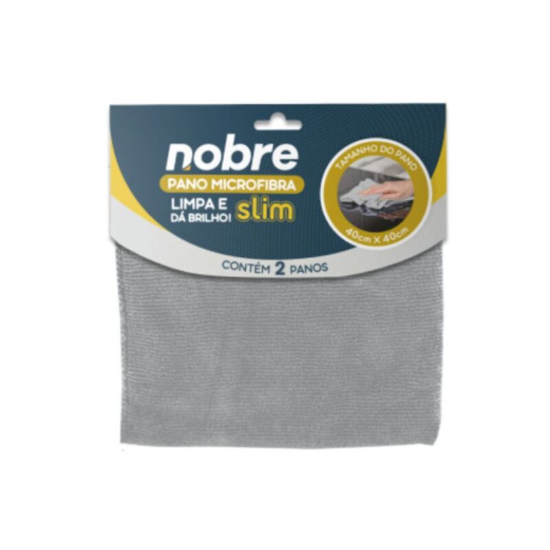 Pano De Microfibra 40x40cm ( Pacote C/ 2 Unid.) Cinza Slim - Nobre