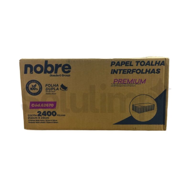 Papel Toalha Interfolha C/2400fls. 20cm X 21,5cm (cel.virg./f.dupla) Premium - Nobre