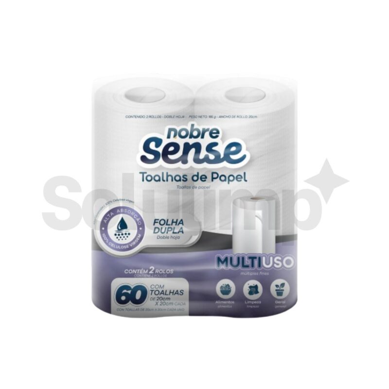Papel Toalha Bobina P/Cozinha Sense (Pacote C/2 Rolos (60 Folhas Duplas) - Nobre