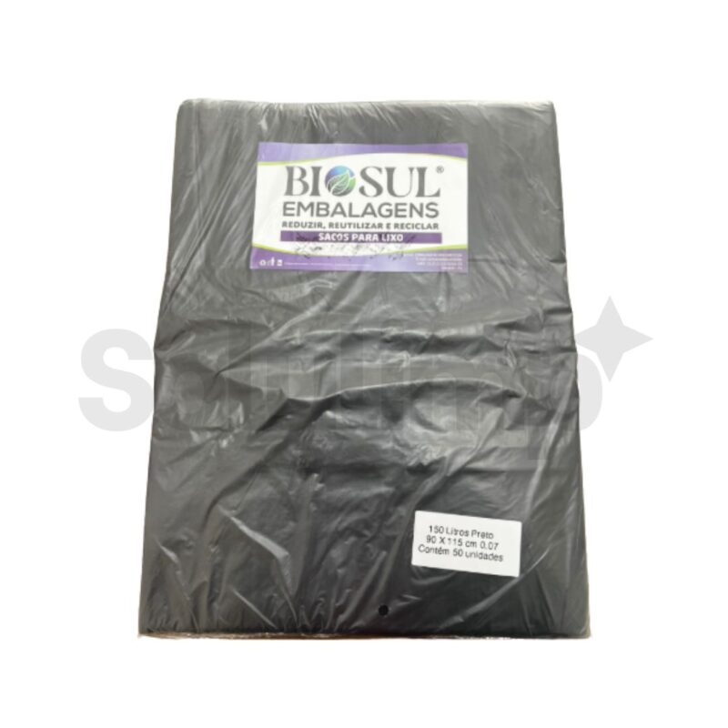 Saco De Lixo Biosul 150 Lts 90cm X 115cm Preto Micra 7 C/50 Un