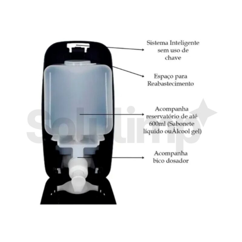 Dispenser Saboneteira Invoq Compacta 600ml Liquida C/reserv Dark - Imagem 2