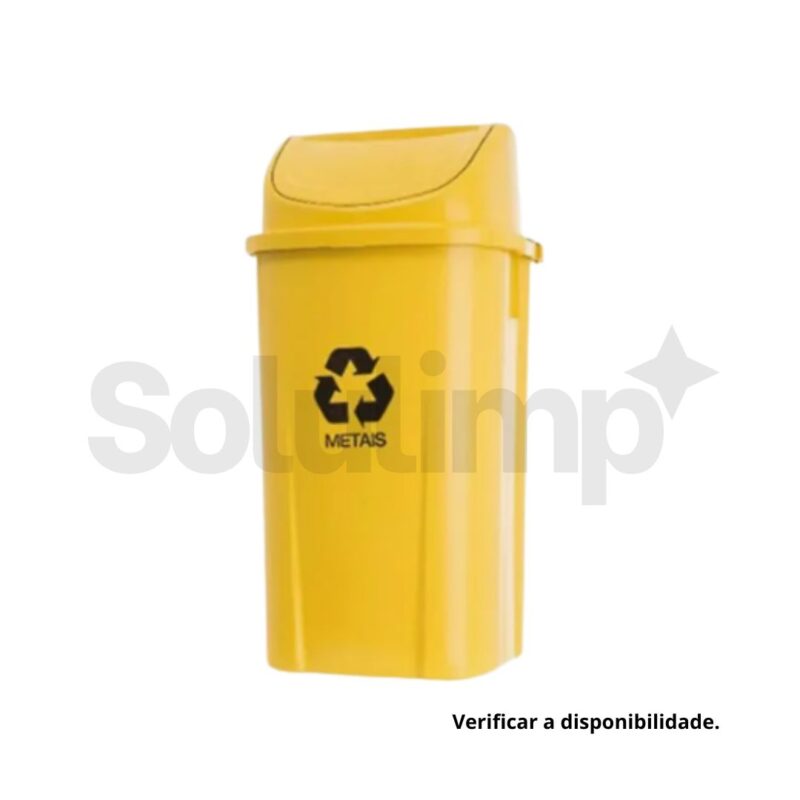Lixeira 60l Amarela Basculante Seletiva Lar