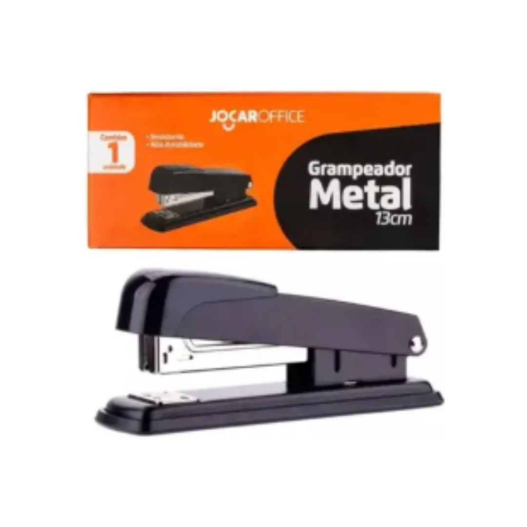 Grampeador Metal P/25fls Jocar Preto Base 13cm Unidade 93014 - Leonora