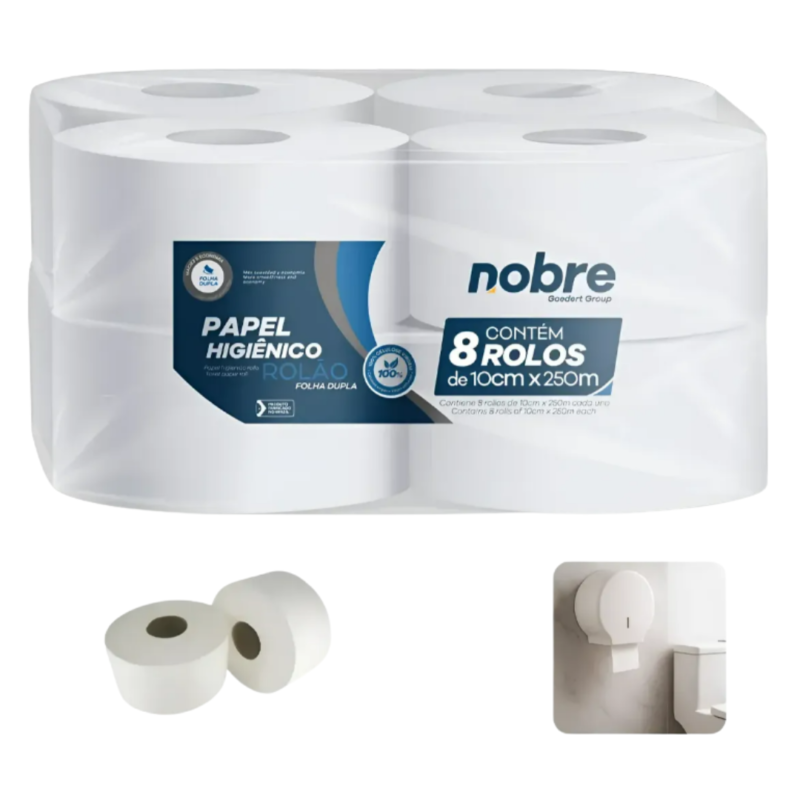 Papel Higienico Rolao C/8x10cm.x250m. (folha Dupla Celulose Virgem) - Nobre
