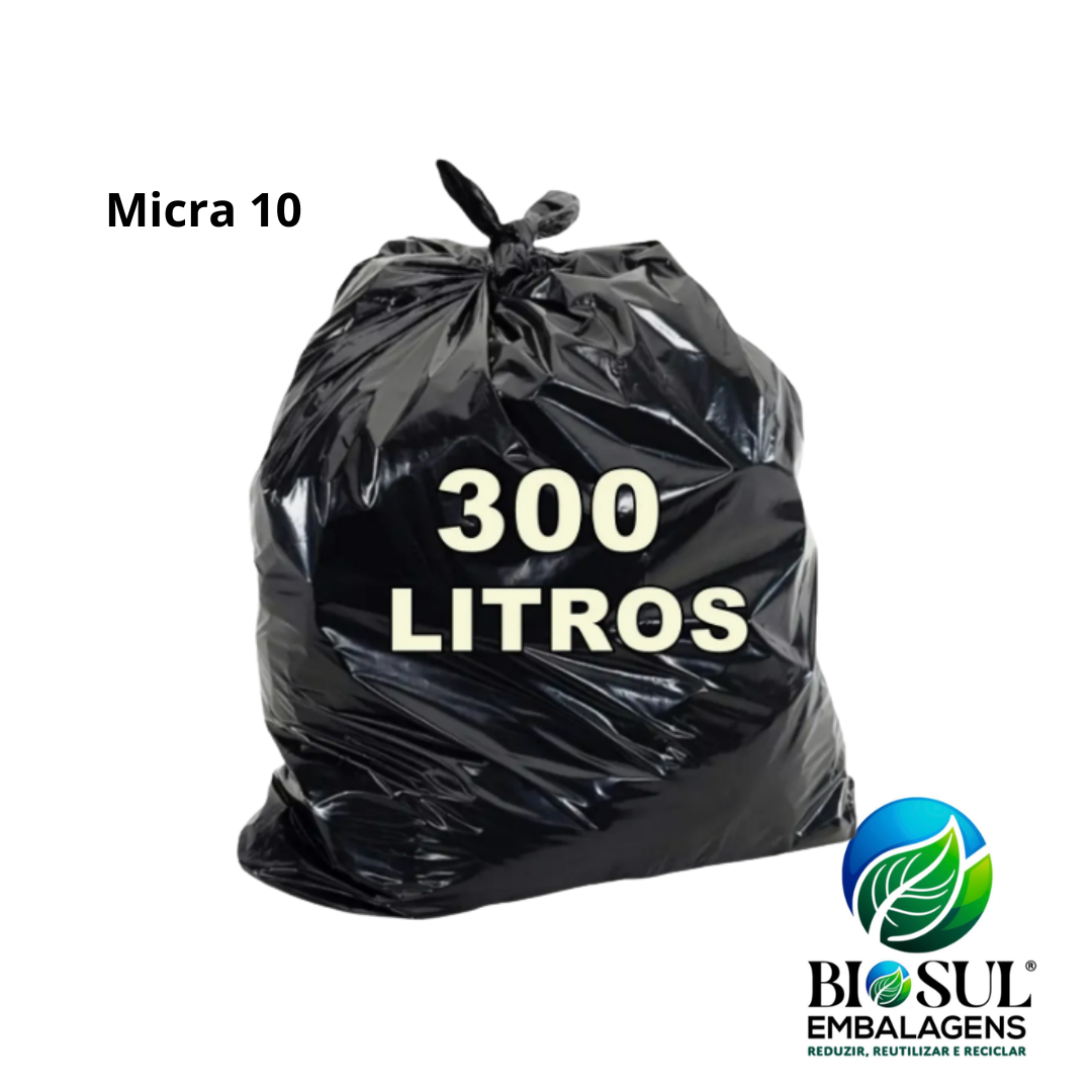 Saco De Lixo Biosul 300 L 120cm X 145cm Preto Micra 10 C/50 Un.