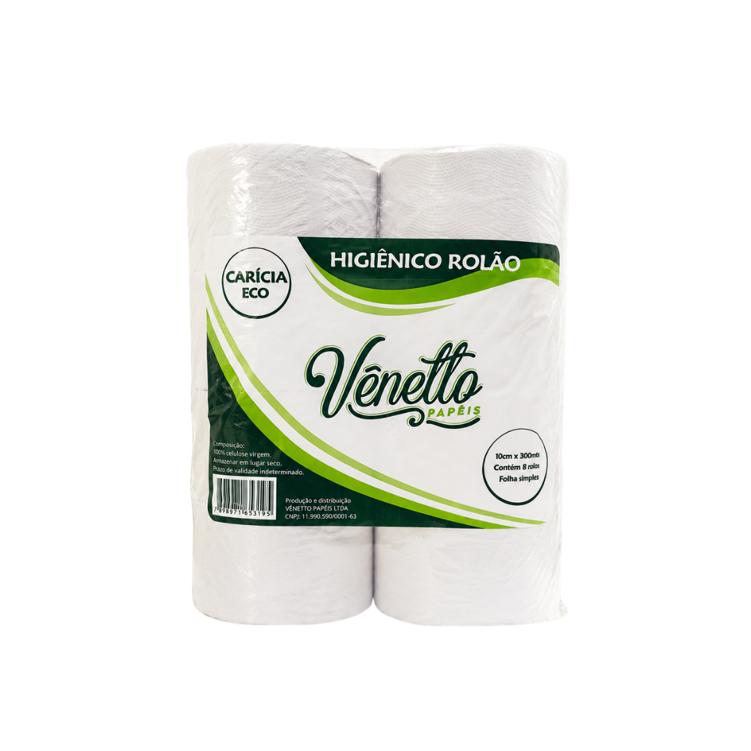 Vnt0026 - Papel Higienico Rolao Caricia Eco 10cmx300mts Com 8 Rolos Venetto Papeis