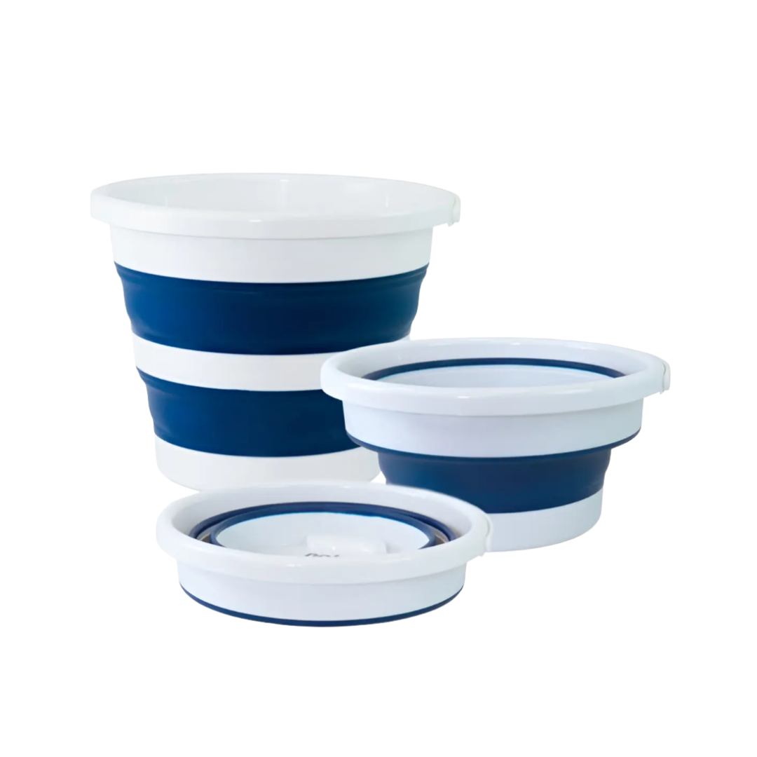 Balde Retratil 12l. Branco C/ Azul - Nobre